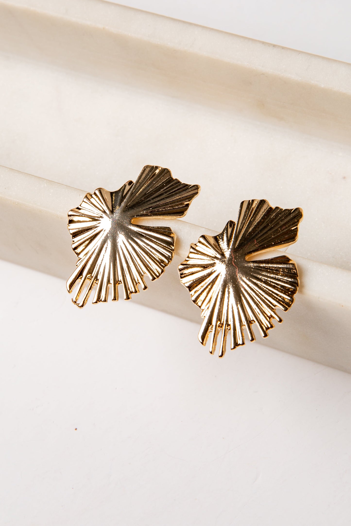 Amaya Gold Leaf Statement Stud Earrings