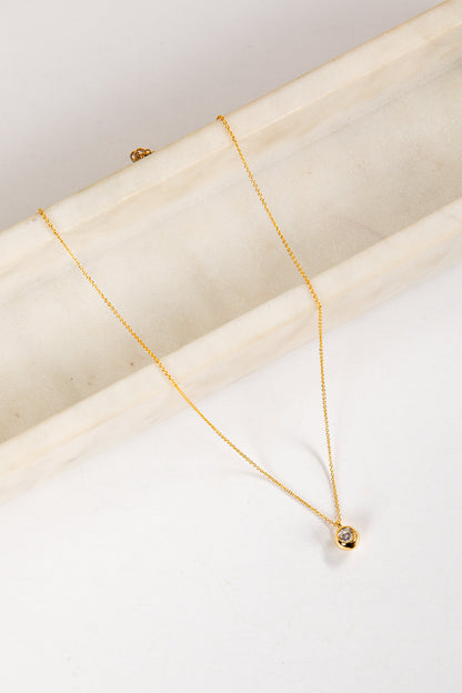 Daphne Gold Rhinestone Ball Charm Necklace