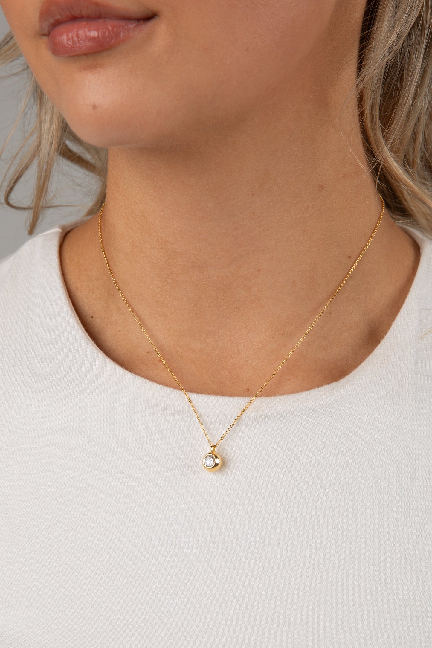 Daphne Gold Rhinestone Ball Charm Necklace
