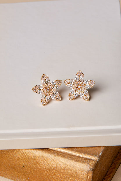 Brielle Bloom Gold Rhinestone Stud Earrings
