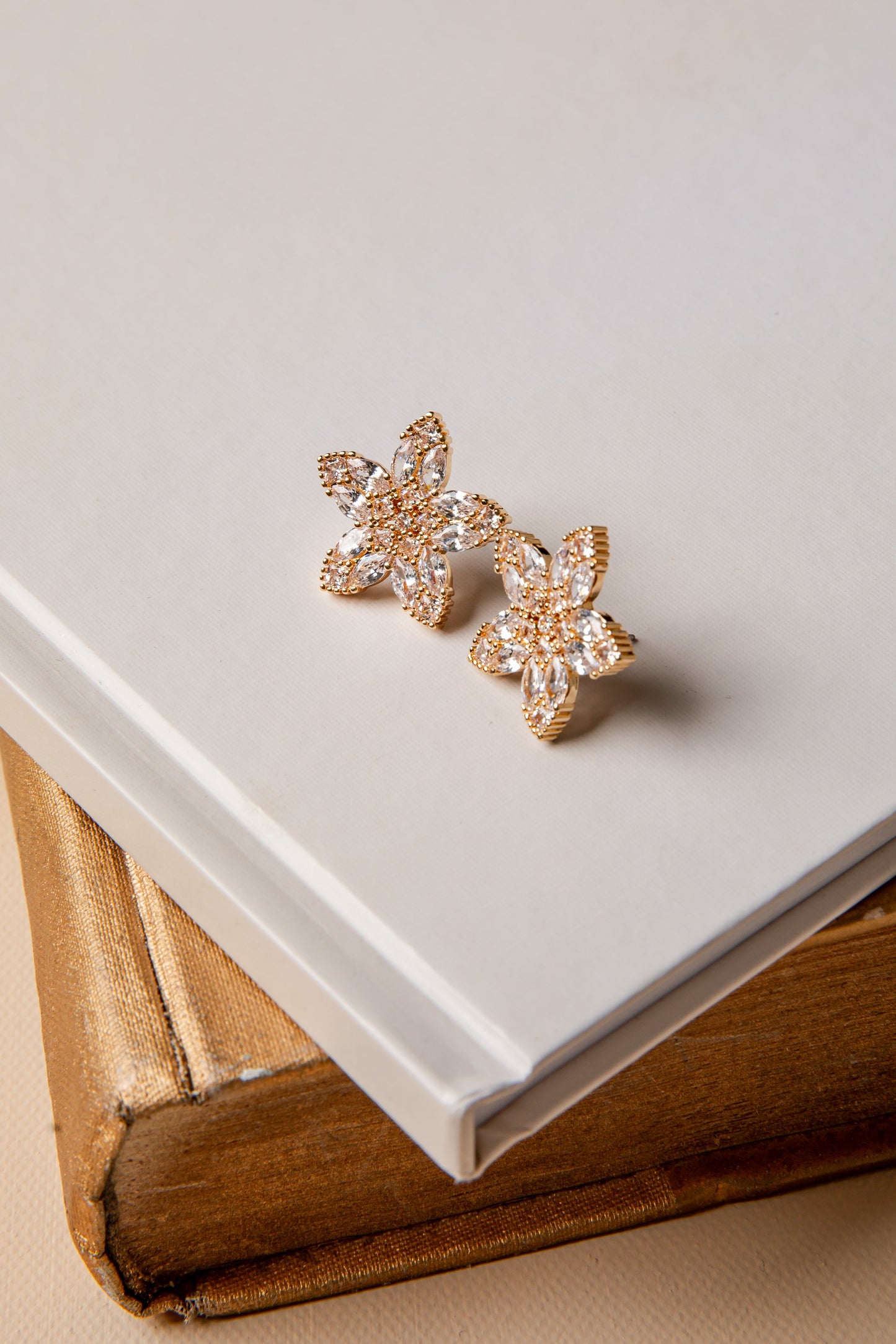Brielle Bloom Gold Rhinestone Stud Earrings