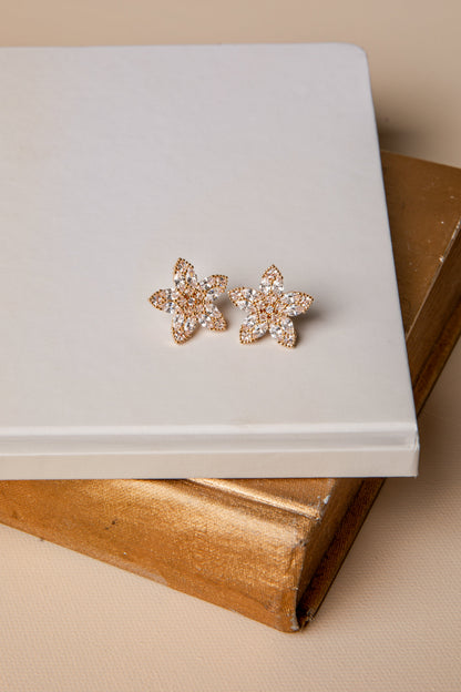 Brielle Bloom Gold Rhinestone Stud Earrings