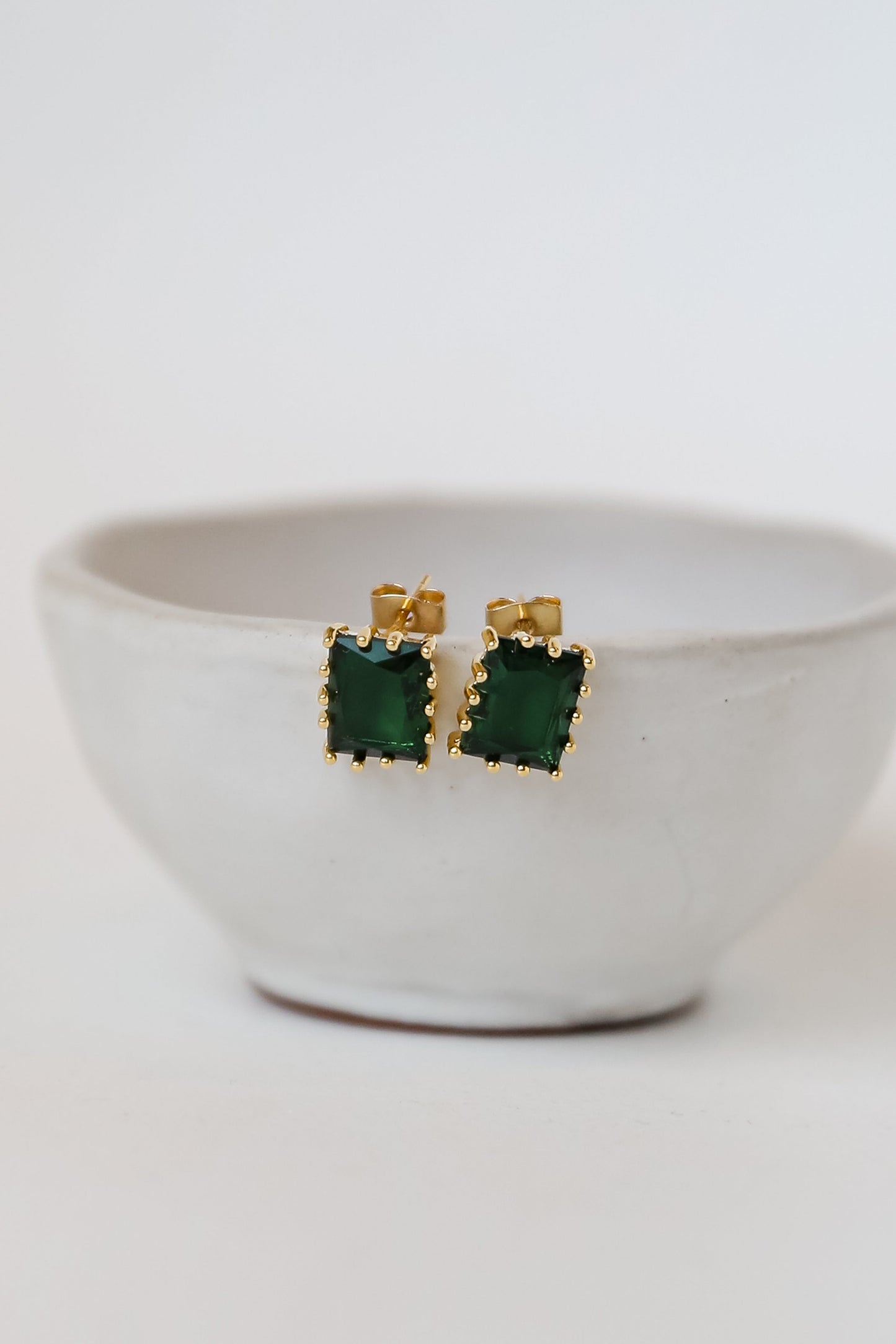 Brielle Hunter Green Gemstone Stud Earrings