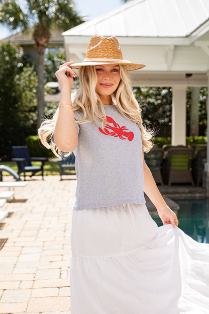 Cape Escape Heather Grey Lobster Graphic Tee