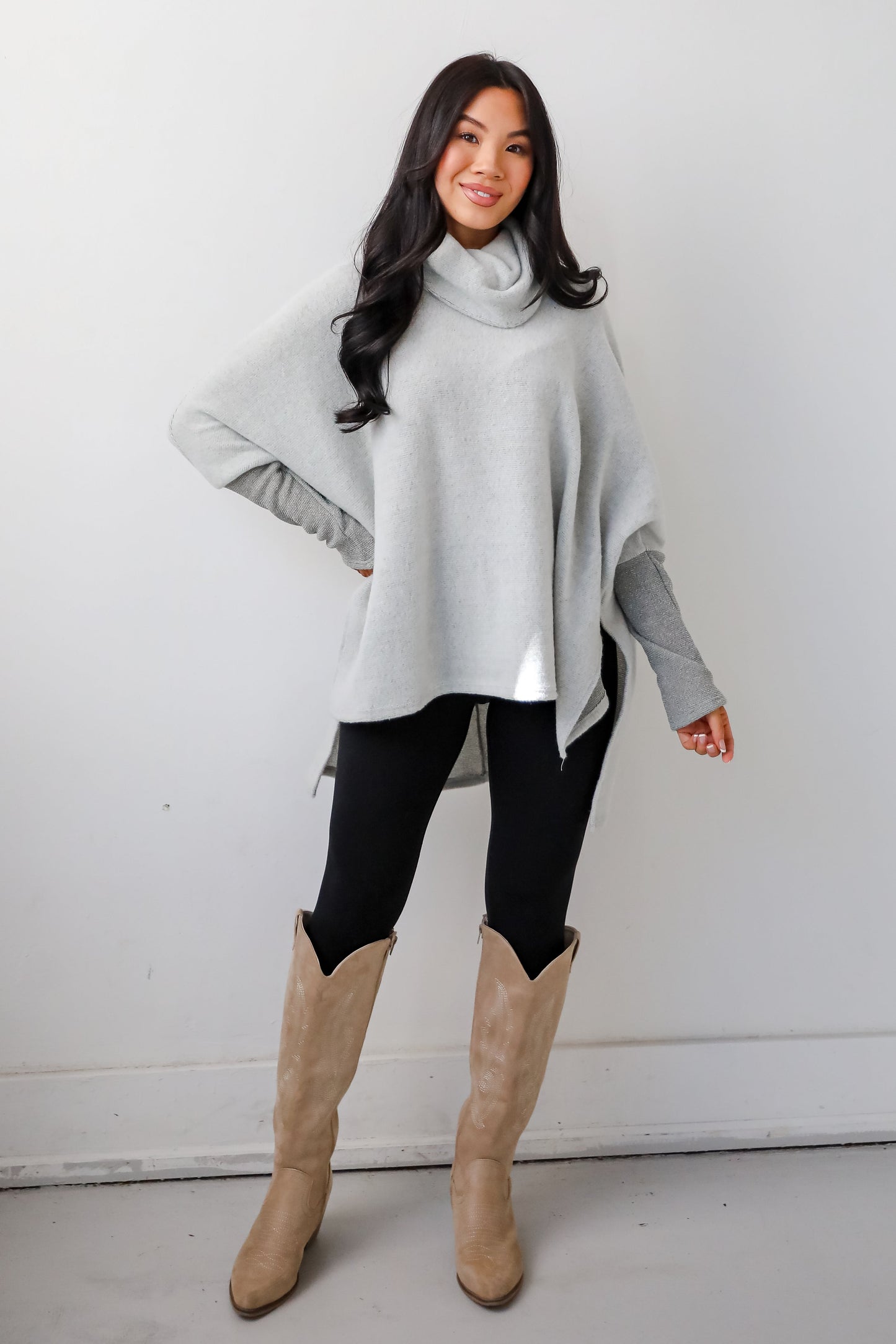 Cozy Weekends Heather Olive Soft Knit Cowl Neck Top - DOORBUSTER