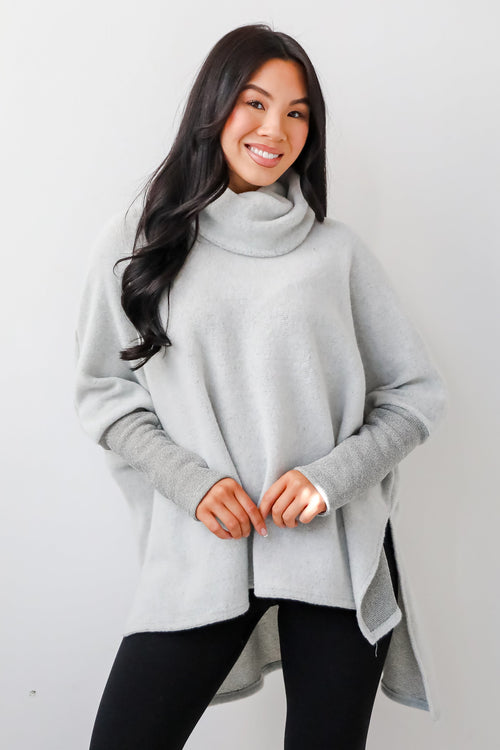 Cozy Weekends Heather Olive Soft Knit Cowl Neck Top - DOORBUSTER