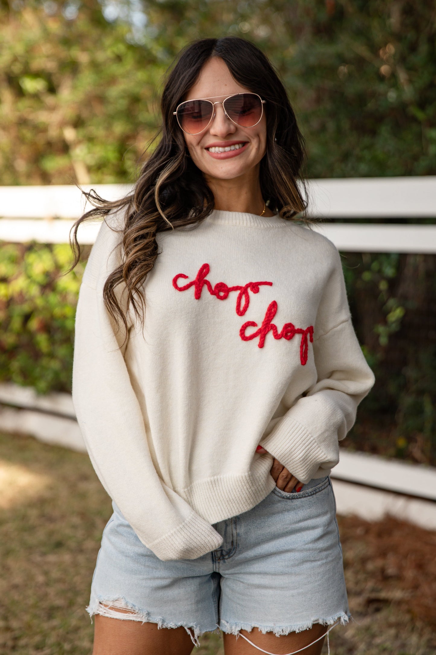 Chop Chop Script Ivory Sweater