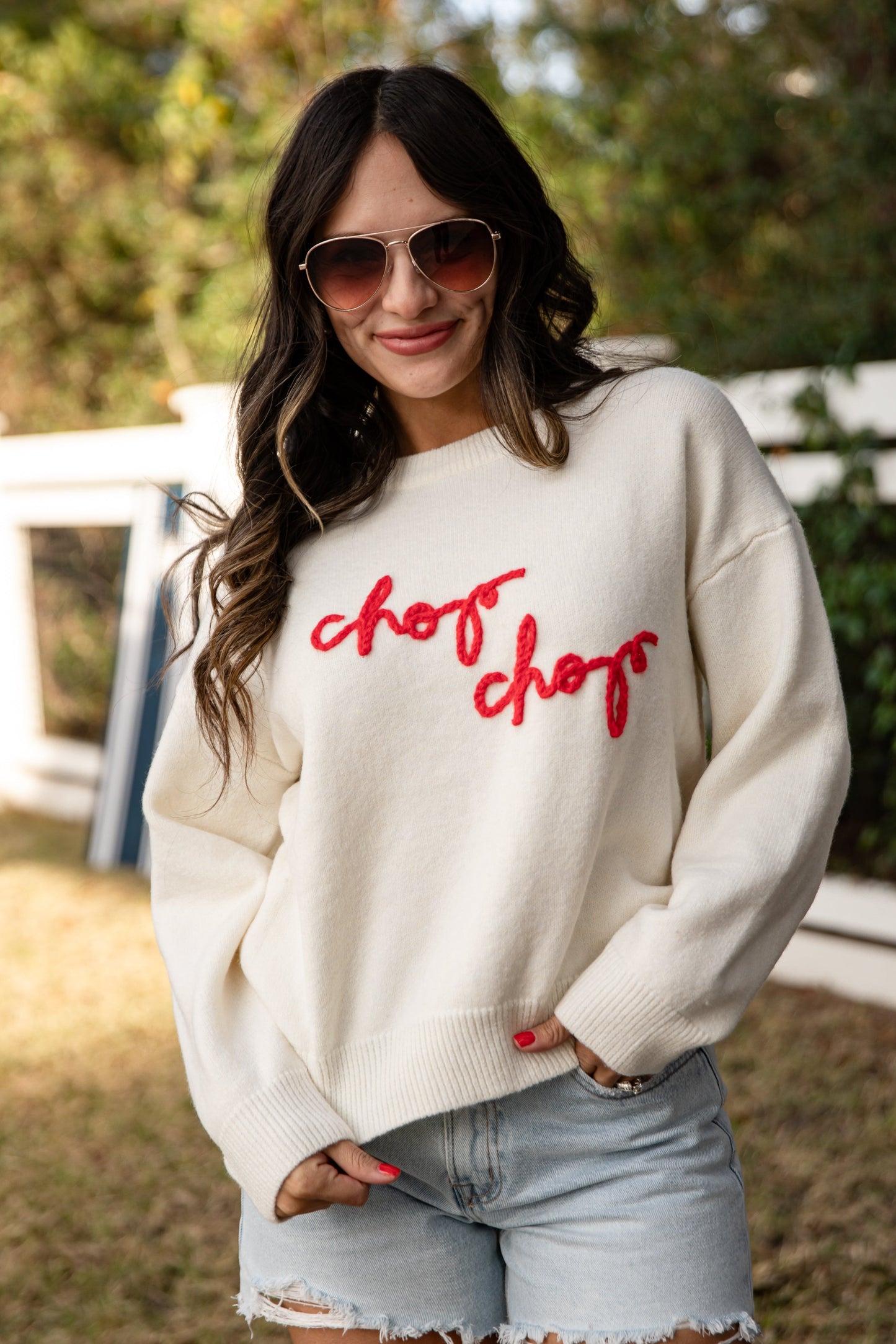 Chop Chop Script Ivory Sweater
