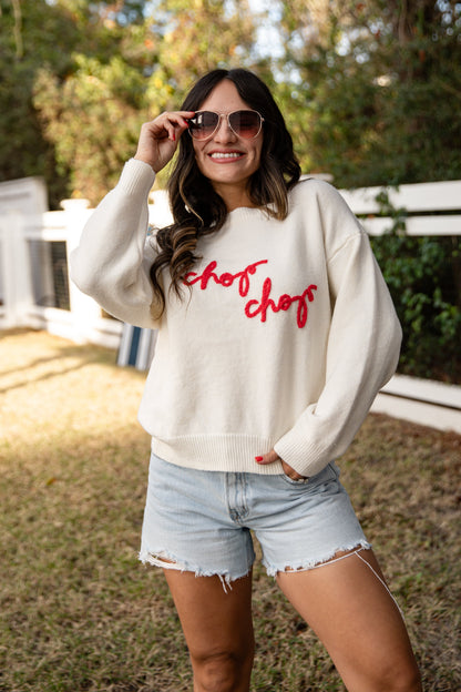 Chop Chop Script Ivory Sweater