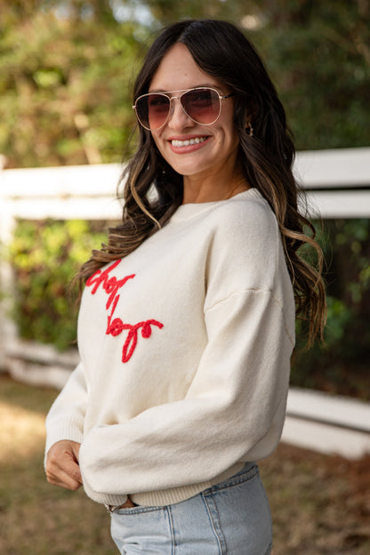 Chop Chop Script Ivory Sweater
