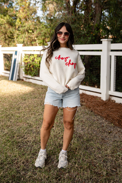 Chop Chop Script Ivory Sweater