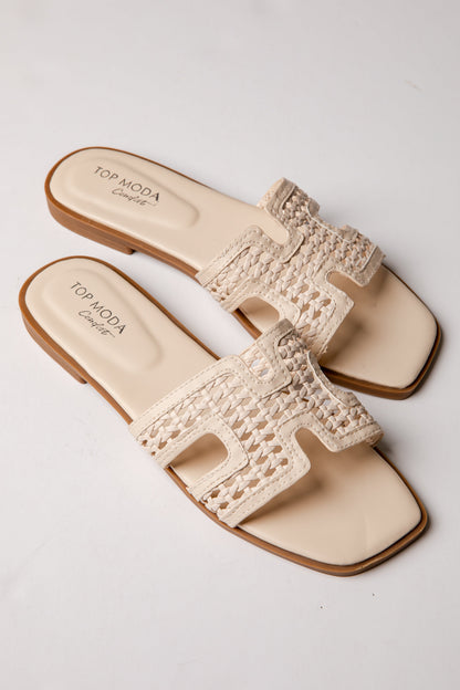 Coastal Ease Ivory Comfort Slide Sandals