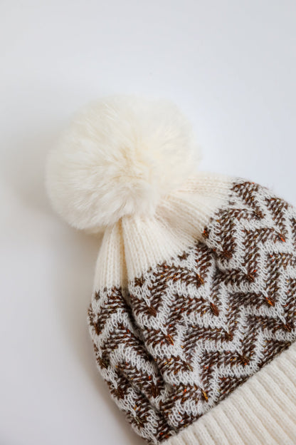 Alpine Poise Ivory Pom Pom Beanie - DOORBUSTER
