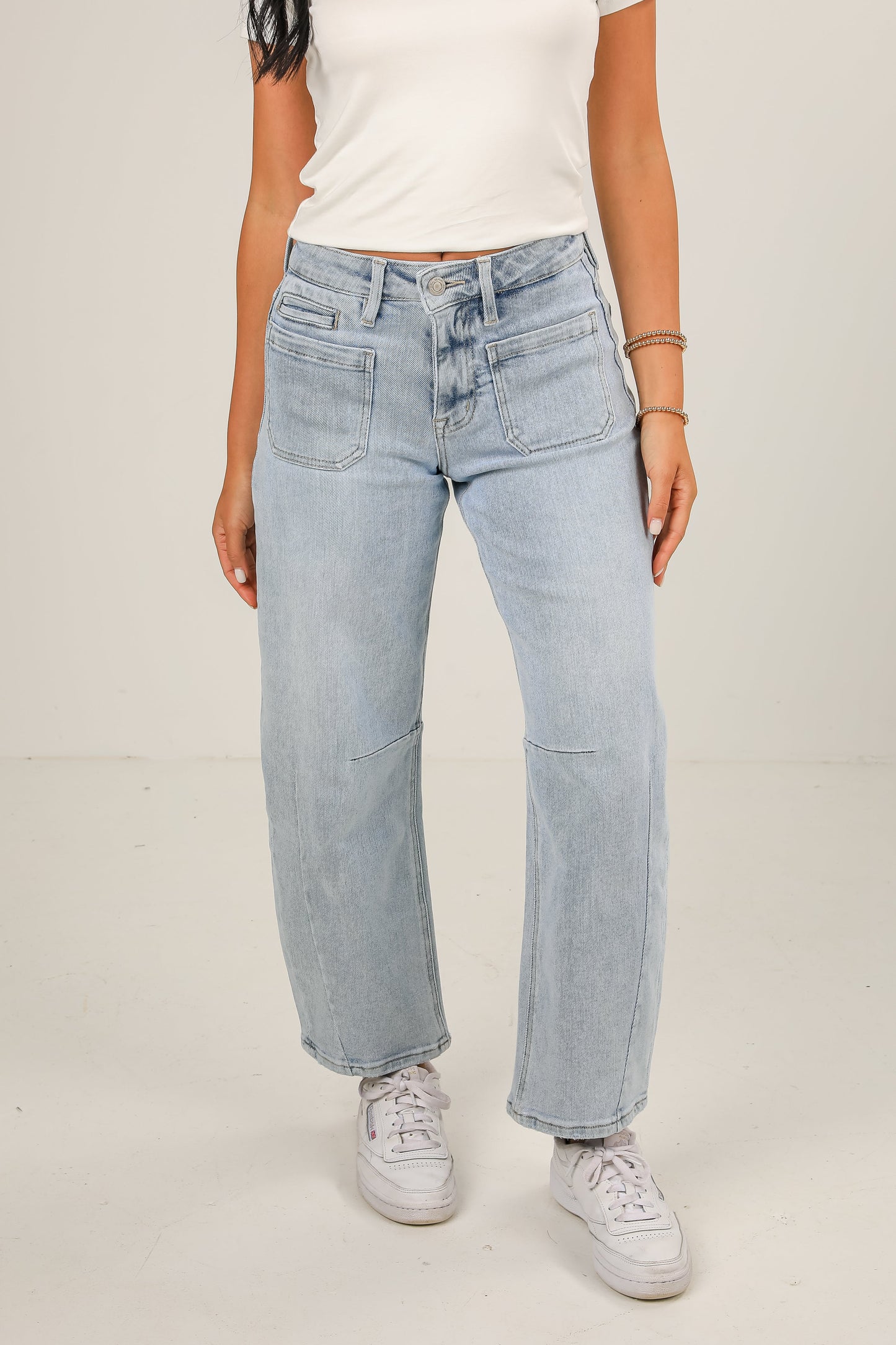 Brynne Light Wash High-Rise Barrel Jeans