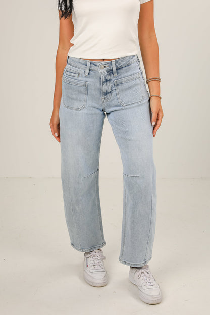 Brynne Light Wash High-Rise Barrel Jeans
