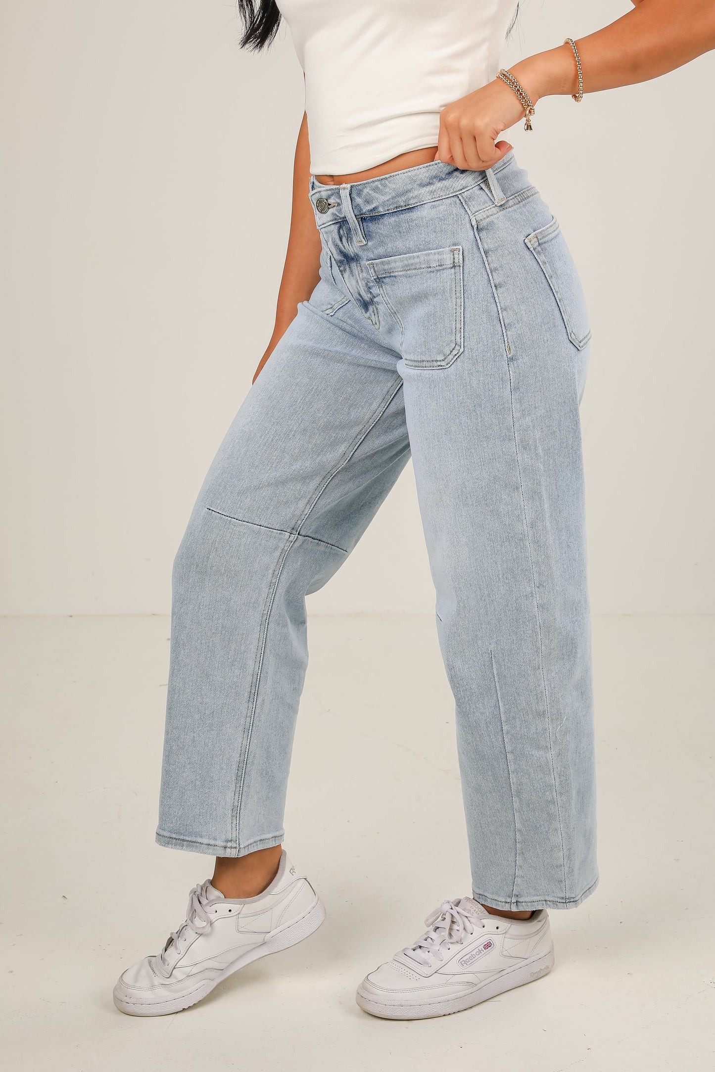 Brynne Light Wash High-Rise Barrel Jeans