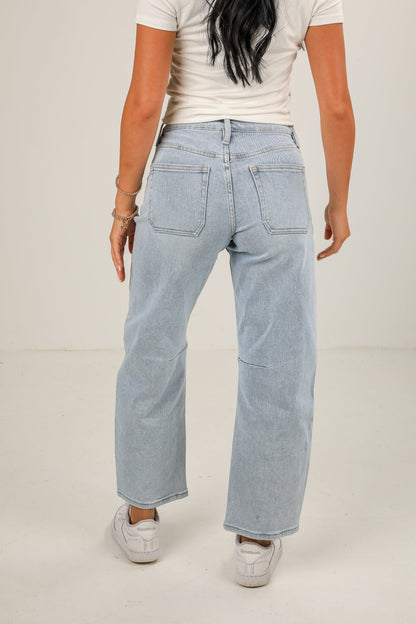 Brynne Light Wash High-Rise Barrel Jeans