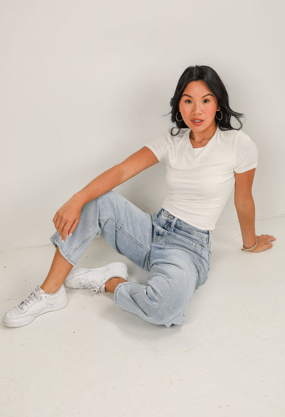 Brynne Light Wash High-Rise Barrel Jeans