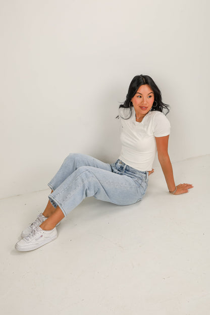 Brynne Light Wash High-Rise Barrel Jeans