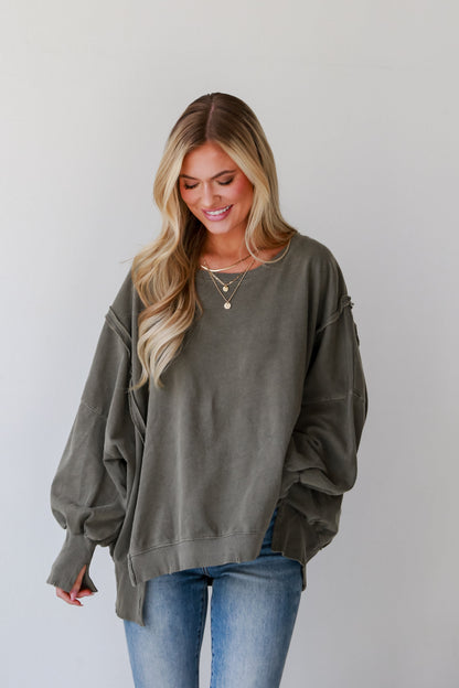 Abigail Mocha Oversized Pullover