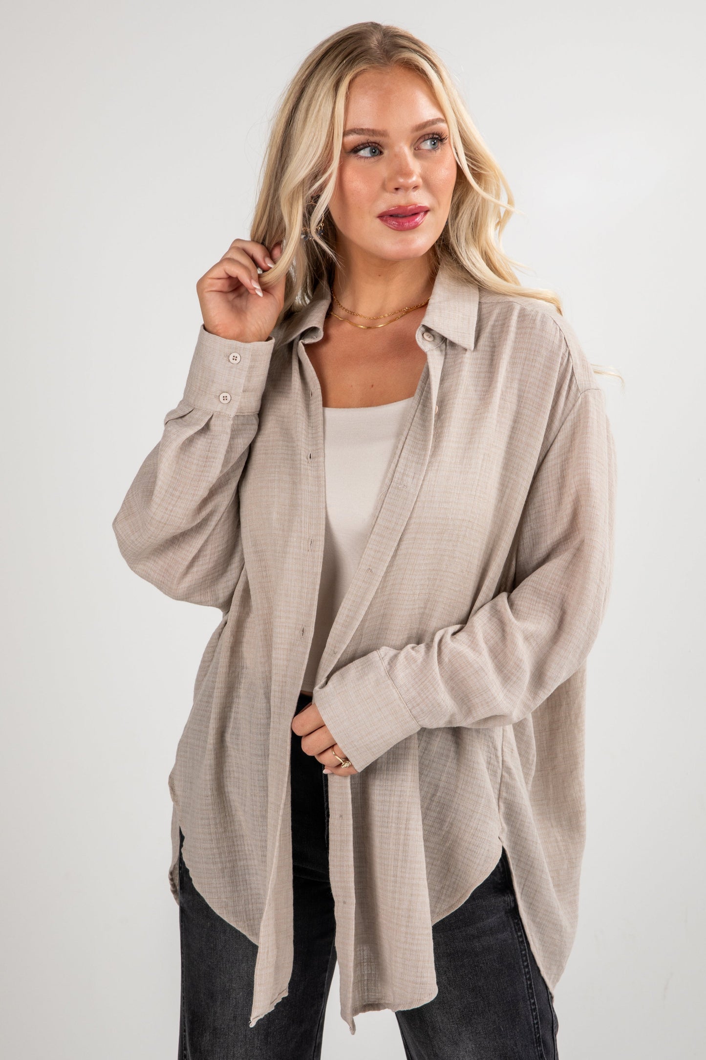 Allison Oversized Button-Up Blouse