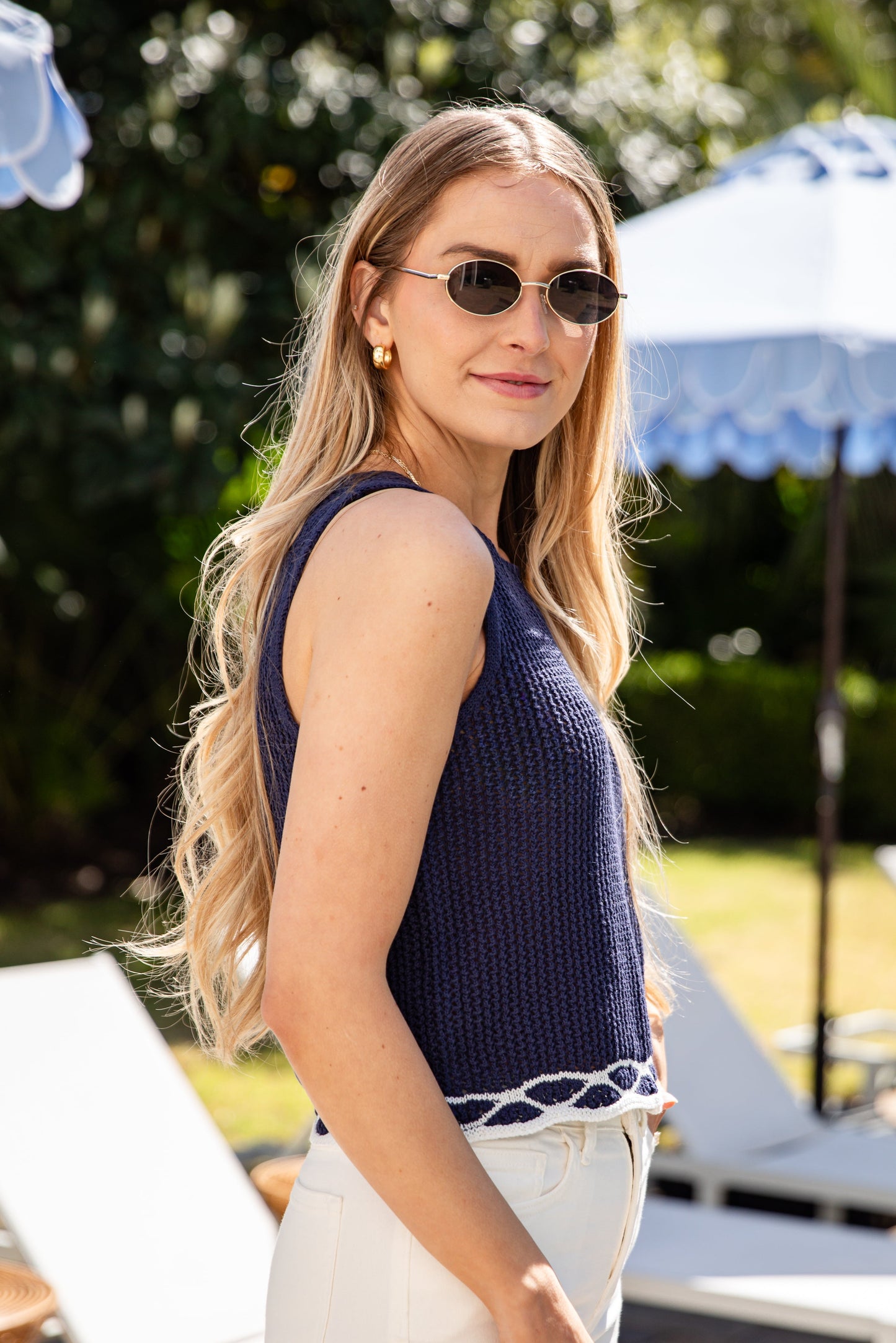 Always In Rotation Navy Knit Tank