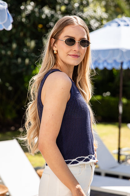 Always In Rotation Navy Knit Tank
