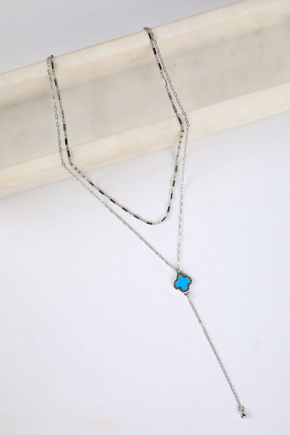 Bridget Turquoise Quatrefoil Charm Layered Necklace
