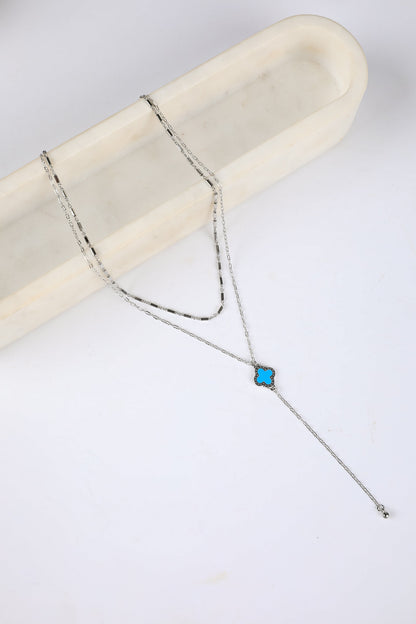 Bridget Turquoise Quatrefoil Charm Layered Necklace
